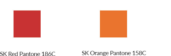 SK의 주요 색상인 SK Red와 SK Orange는 별색 인쇄용 이미지(컬러값 아래 참조)